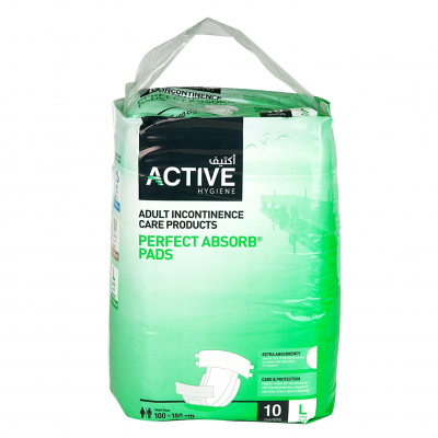 Active Hygiene  Adult Incontinence Care Products  Perfect Absorb Pads  10 pieces Large  Waist Size 100 - 150 cm